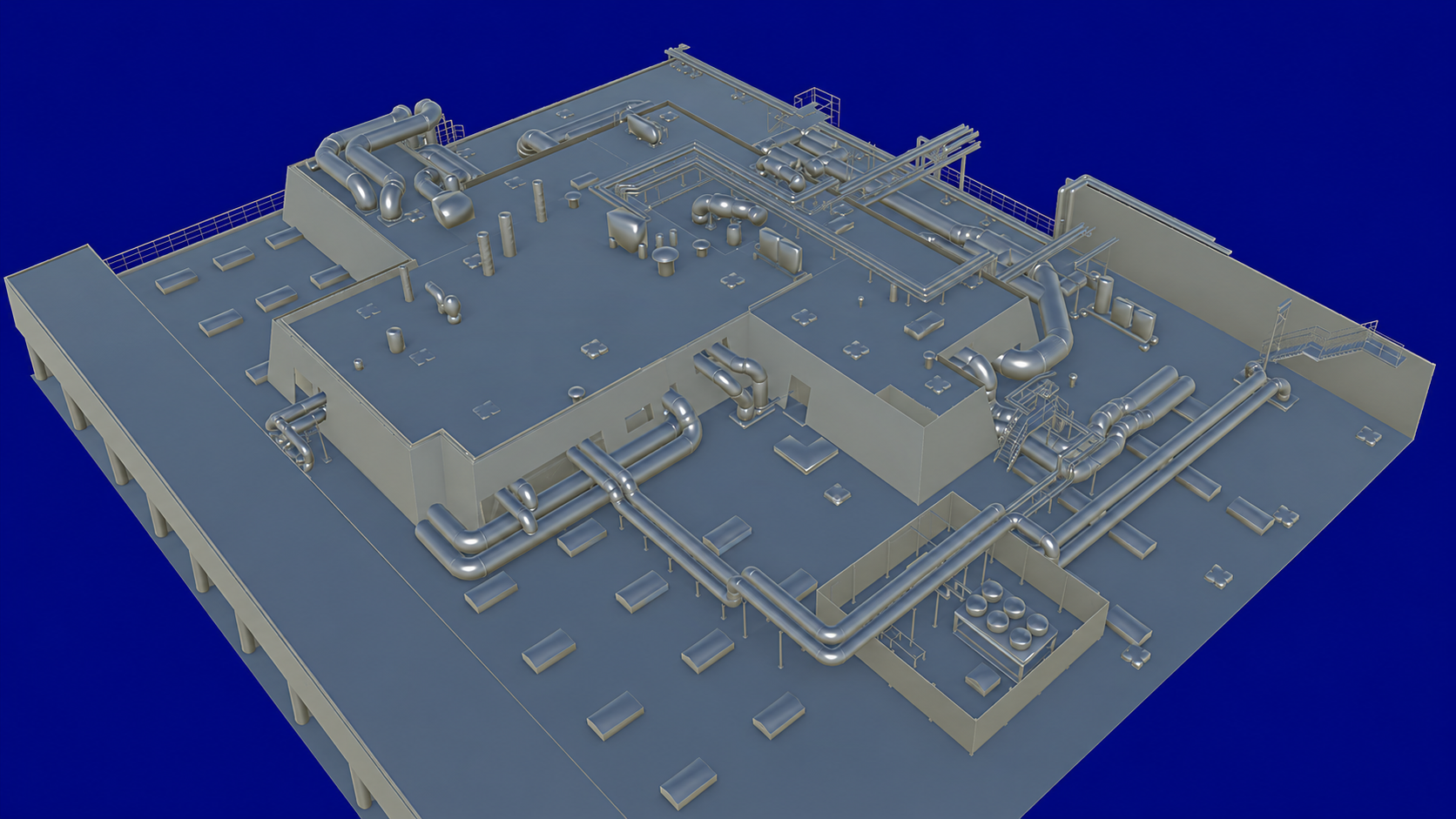 Renset LiDAR-model af en kompleks teknisk taginstallation