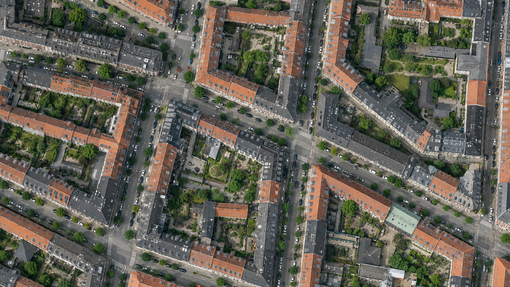 Lodret ortomosaik af et byområde